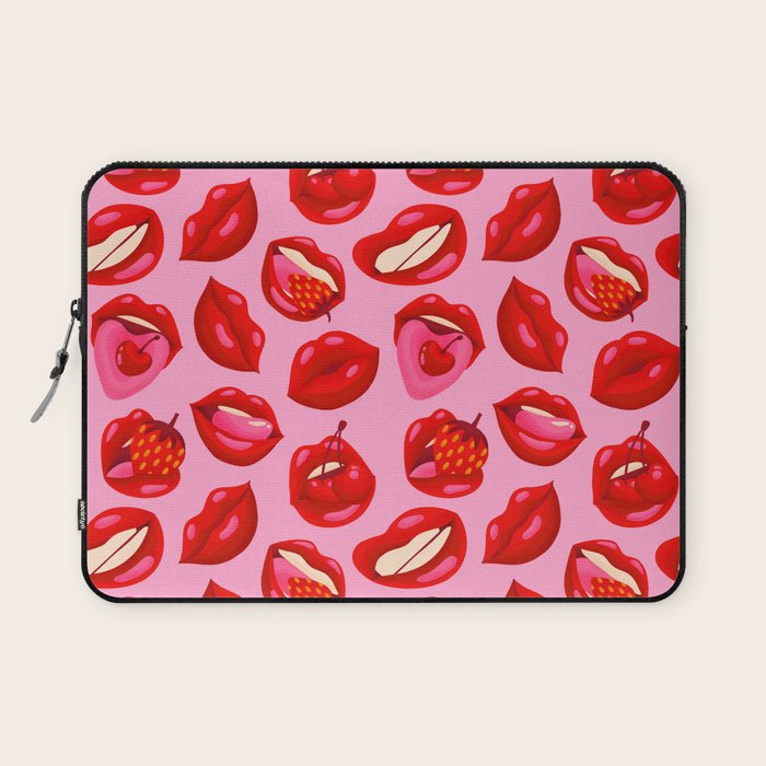 Fruity & Flirty Pattern on Light Pink Laptop Sleeve Gallery Image 1