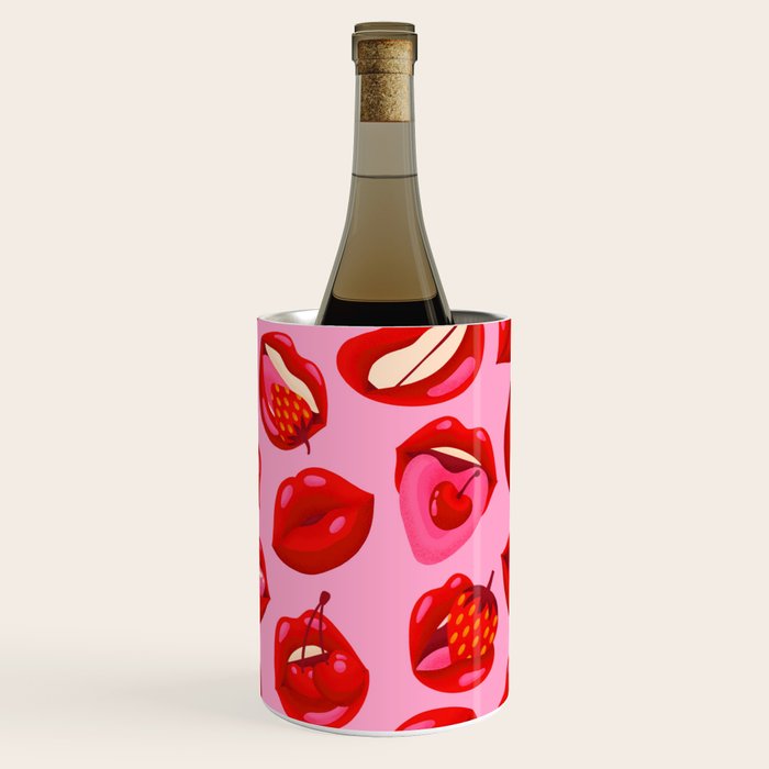 Fruity & Flirty Pattern on Light Pink Wine Chiller Gallery Image 1