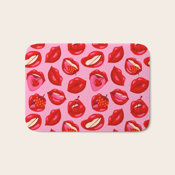 Fruity & Flirty Pattern on Light Pink Bath Mat Gallery Image 1