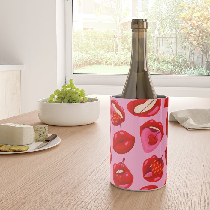 Fruity & Flirty Pattern on Light Pink Wine Chiller Gallery Image 4