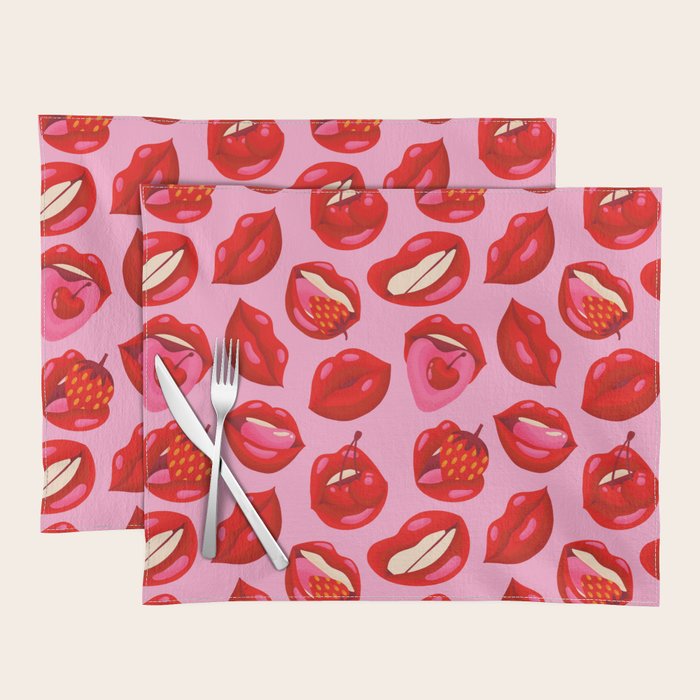 Fruity & Flirty Pattern on Light Pink Placemat Gallery Image 1