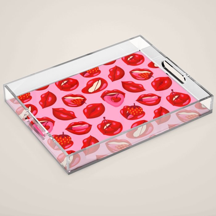 Fruity & Flirty Pattern on Light Pink Acrylic Tray Gallery Image 1