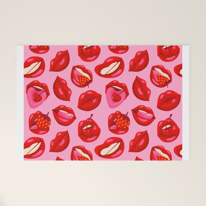 Fruity & Flirty Pattern on Light Pink Welcome Mat Gallery Image 1