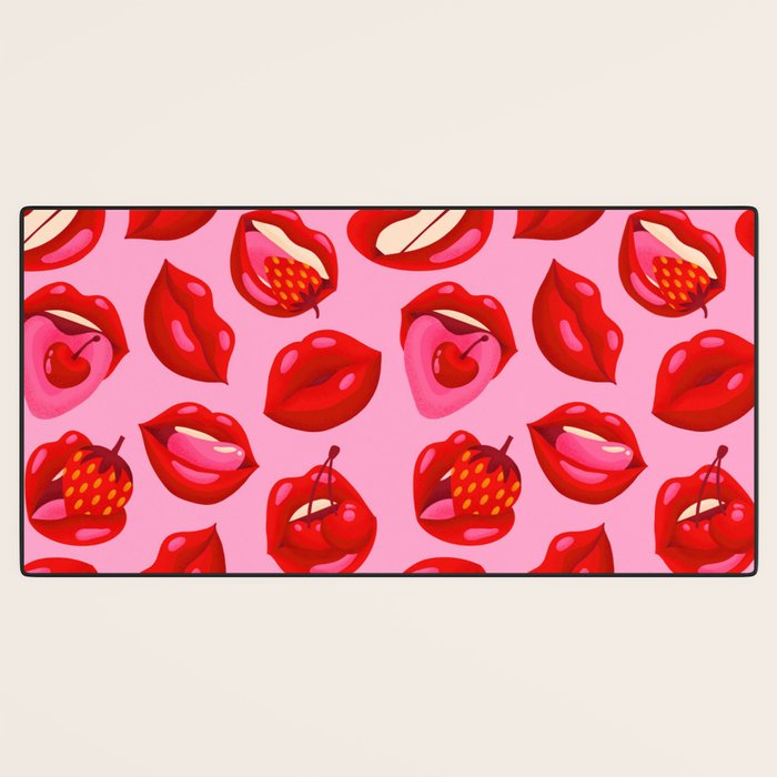 Fruity & Flirty Pattern on Light Pink Desk Mat Gallery Image 3