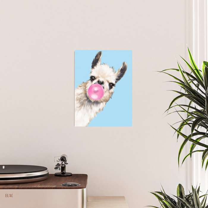 Bubble Gum Sneaky Llama in Blue Poster Gallery Image 2