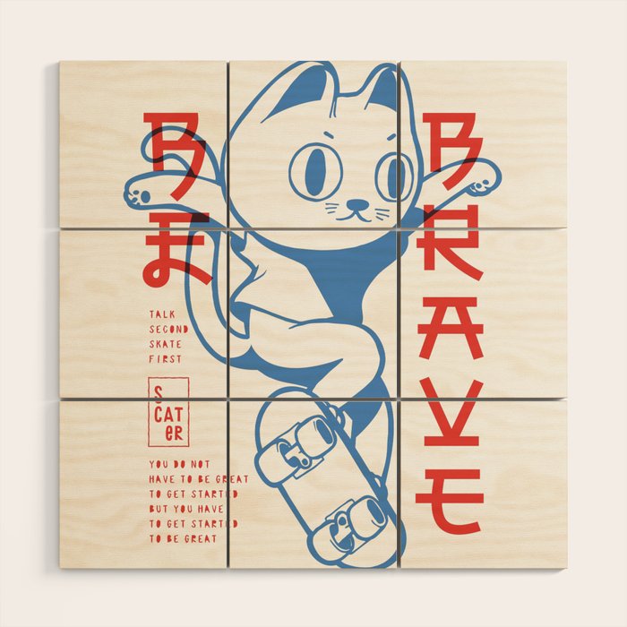 Brave Skater Cat Wood Wall Art Gallery Image 1