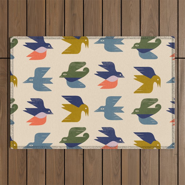 Four Birds Grid Outdoor Rug Gallery Image 1