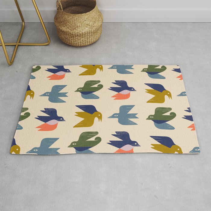 Four Birds Grid Rug Gallery Image 1