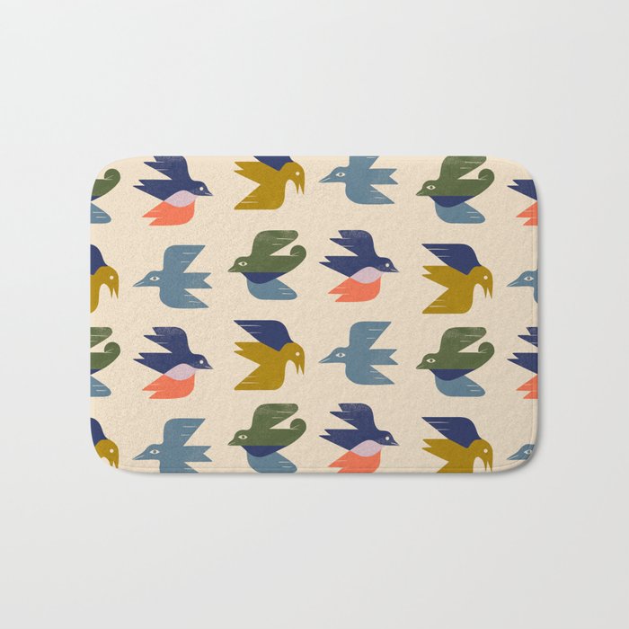 Four Birds Grid Bath Mat Gallery Image 1