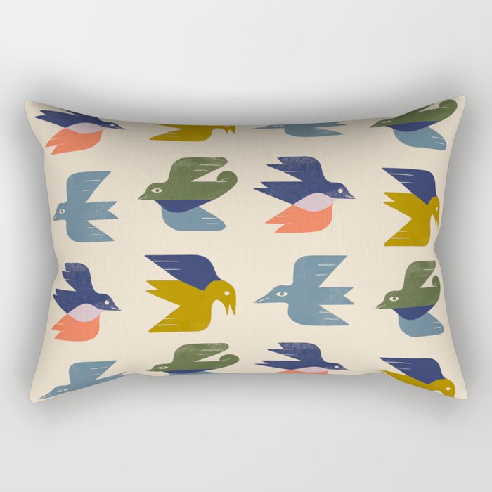 Four Birds Grid Rectangular Pillow Gallery Image 1