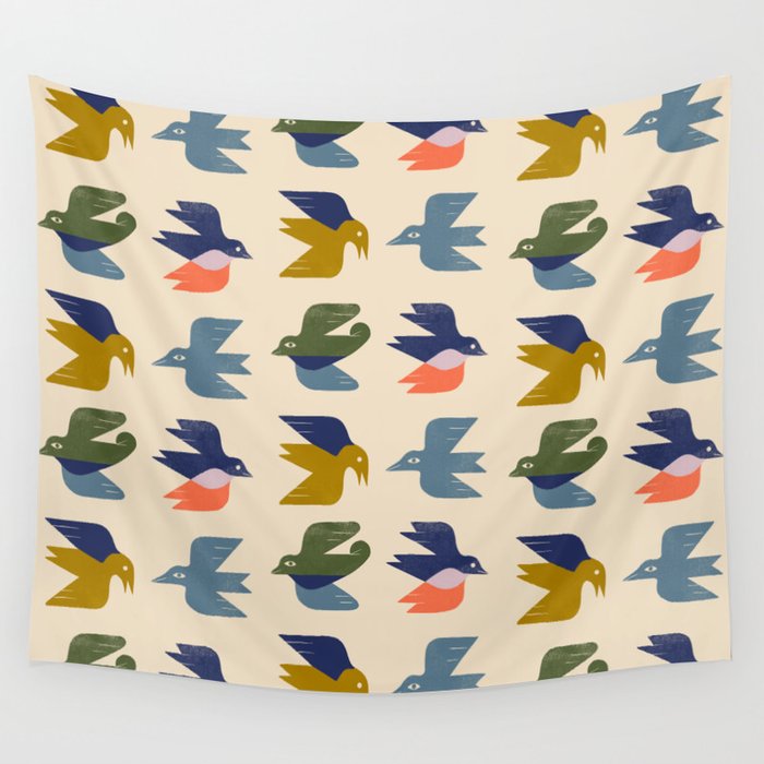 Four Birds Grid Wall Tapestry Gallery Image 1