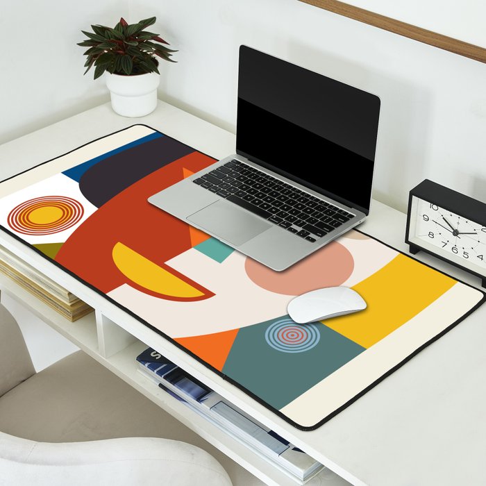 mid century geometric face Desk Mat Gallery Image 2