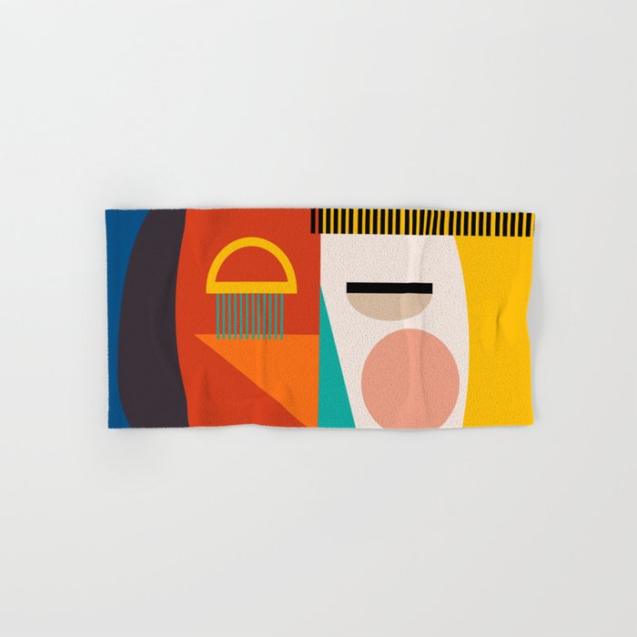 mid century geometric face Towels Gallery Image 1