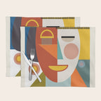 mid century geometric face Placemat Gallery Image 1