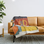 mid century geometric face Throw Blanket Gallery Image 1