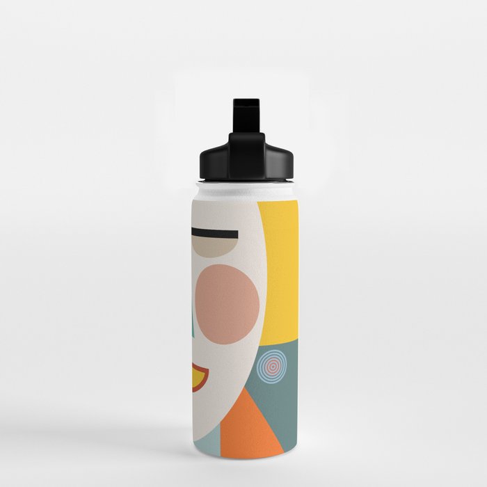 mid century geometric face Water Bottle Gallery Image 2