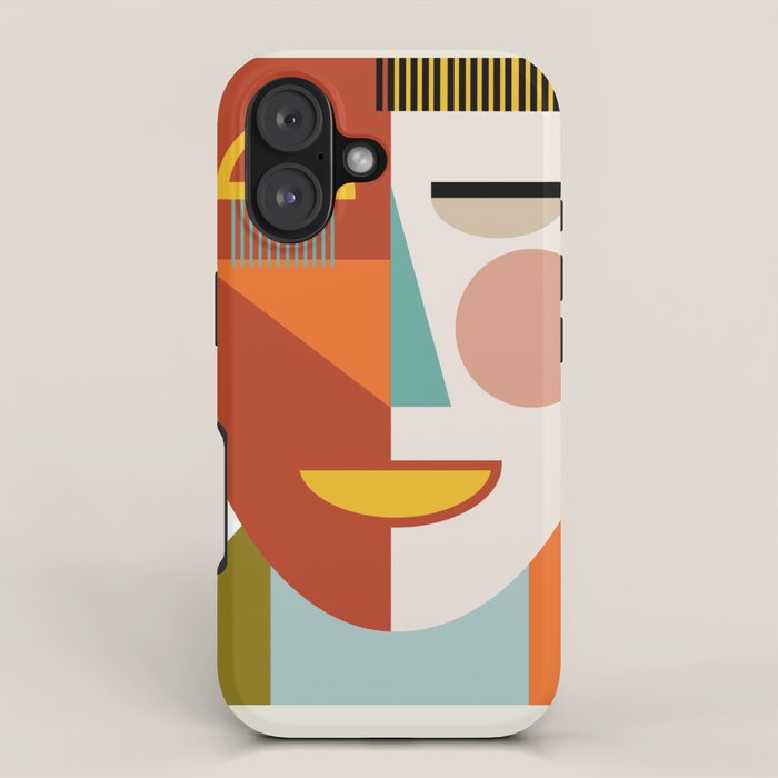mid century geometric face iPhone Case Gallery Image 1