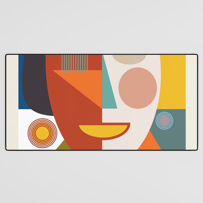 mid century geometric face Desk Mat Gallery Image 3