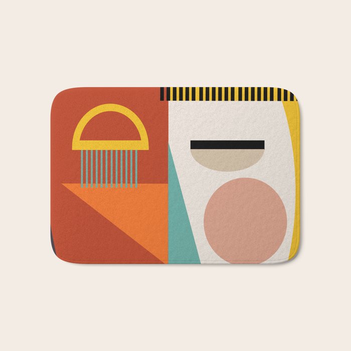 mid century geometric face Bath Mat Gallery Image 1