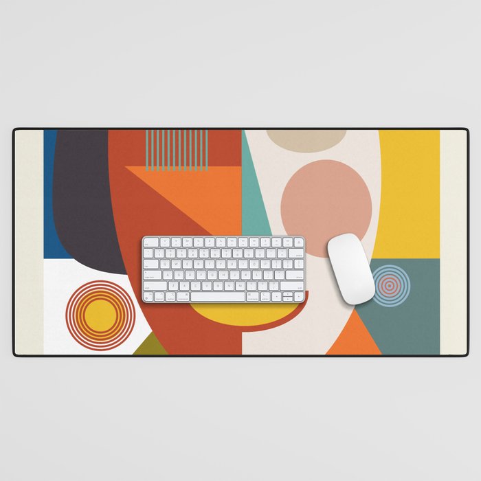 mid century geometric face Desk Mat Gallery Image 1