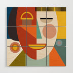 mid century geometric face Wood Wall Art Gallery Image 1