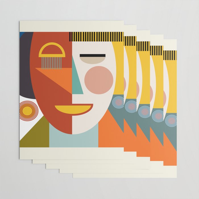 mid century geometric face Wrapping Paper Gallery Image 3