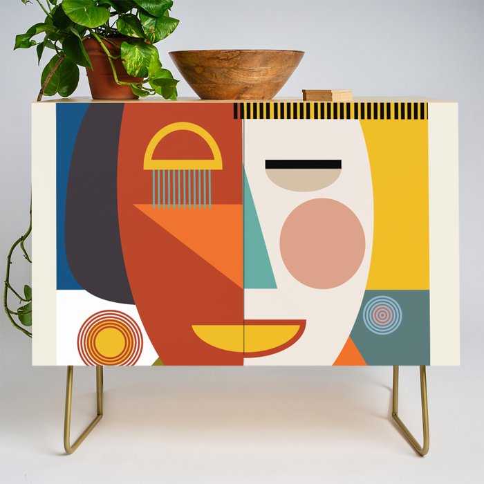 mid century geometric face Credenza Gallery Image 1