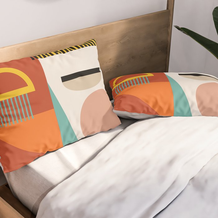 mid century geometric face Pillow Sham Gallery Image 2