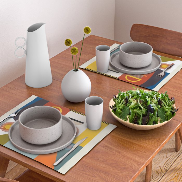 mid century geometric face Placemat Gallery Image 2