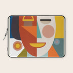 mid century geometric face Laptop Sleeve Gallery Image 1