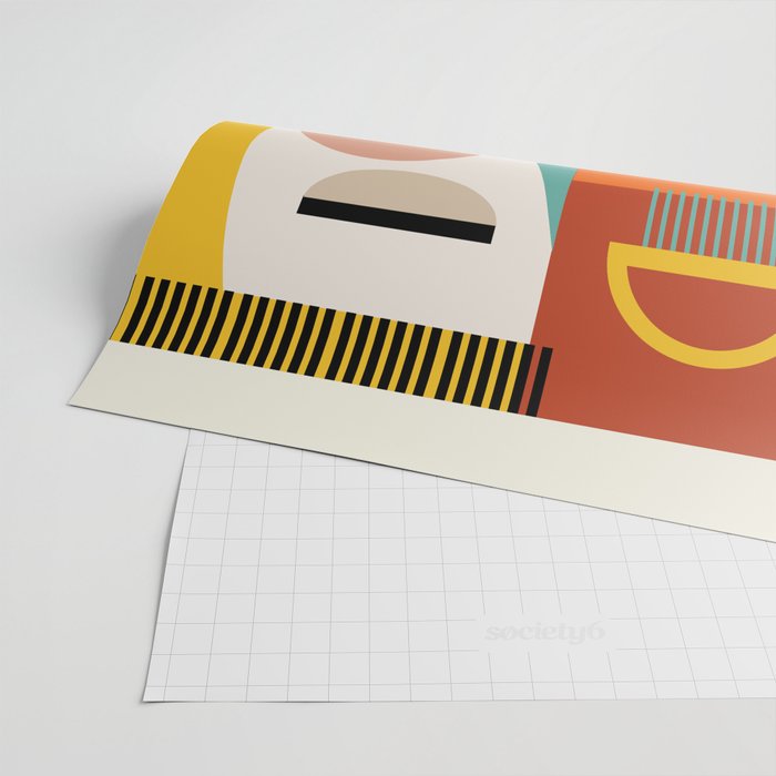 mid century geometric face Wrapping Paper Gallery Image 2