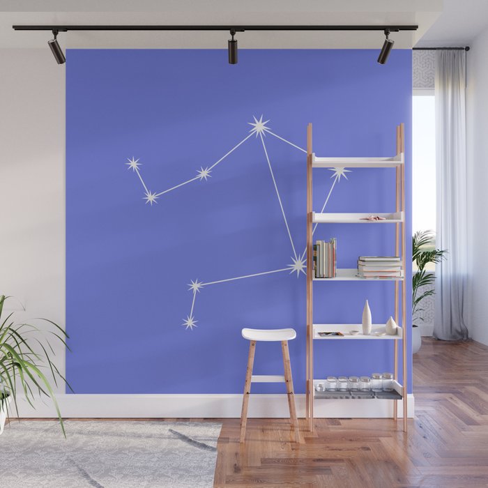 Libra Zodiac Star Constellation Line Art Periwinkle Purple Wall Mural Gallery Image 1