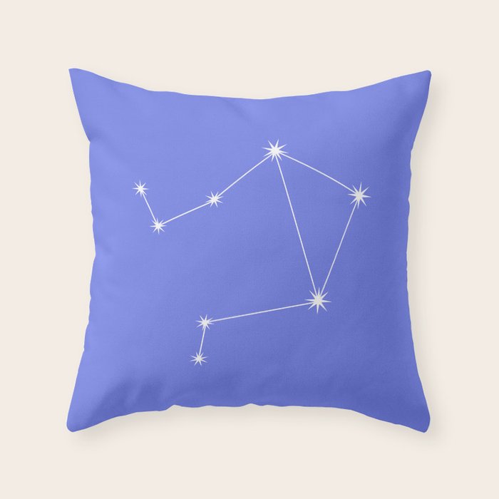 Libra Zodiac Star Constellation Line Art Periwinkle Purple Throw Pillow Gallery Image 1
