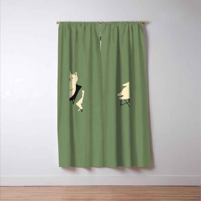 Happy go Lucky Cat 4r relax enjoy coffee on chair Window Curtain Gallery Image 3