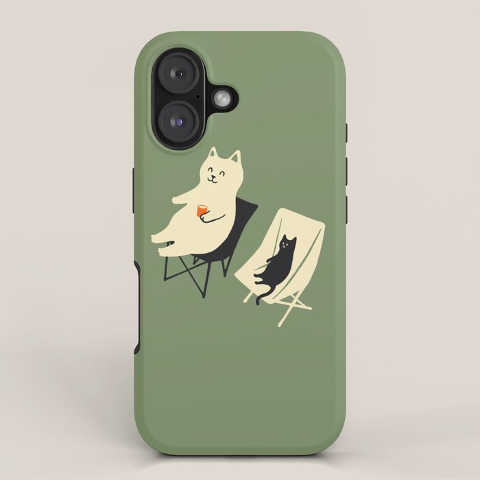 Happy go Lucky Cat 4r relax enjoy coffee on chair iPhone Case Gallery Image 1