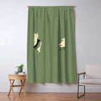 Happy go Lucky Cat 4r relax enjoy coffee on chair Window Curtain Gallery Image 5