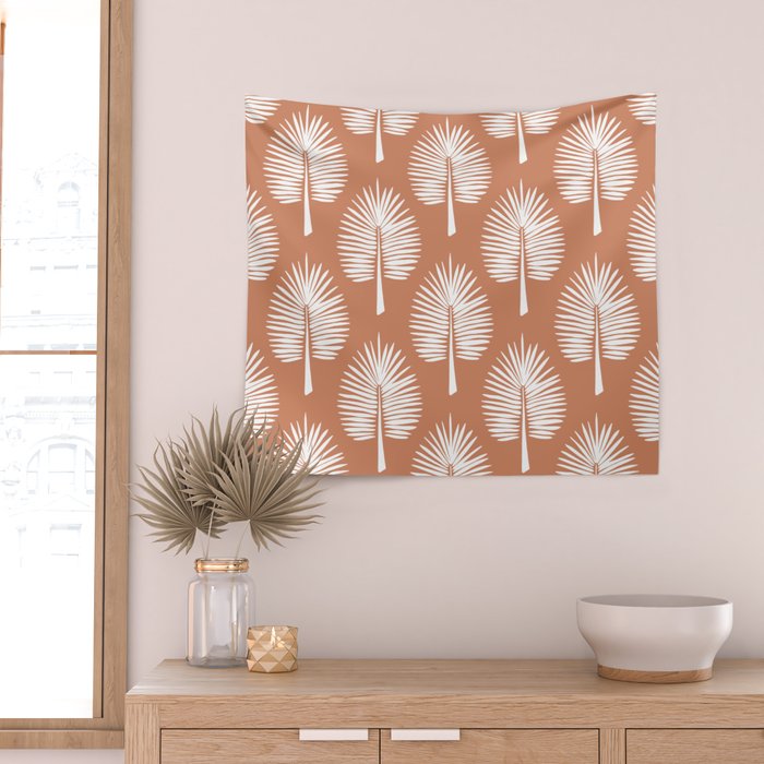 Wide Palm | Terra Cotta Wall Tapestry Gallery Image 2