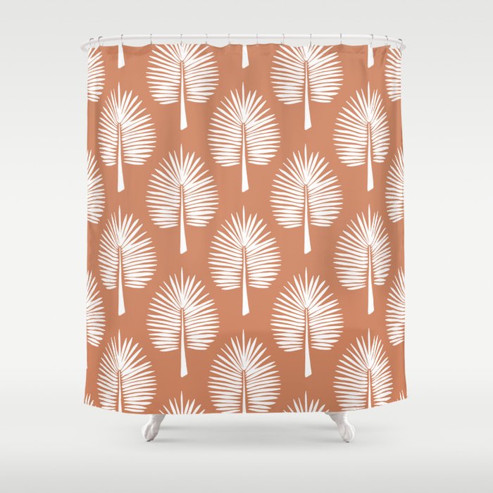 Wide Palm | Terra Cotta Shower Curtain Gallery Image 1
