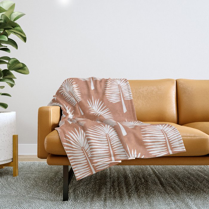 Wide Palm | Terra Cotta Throw Blanket Gallery Image 1