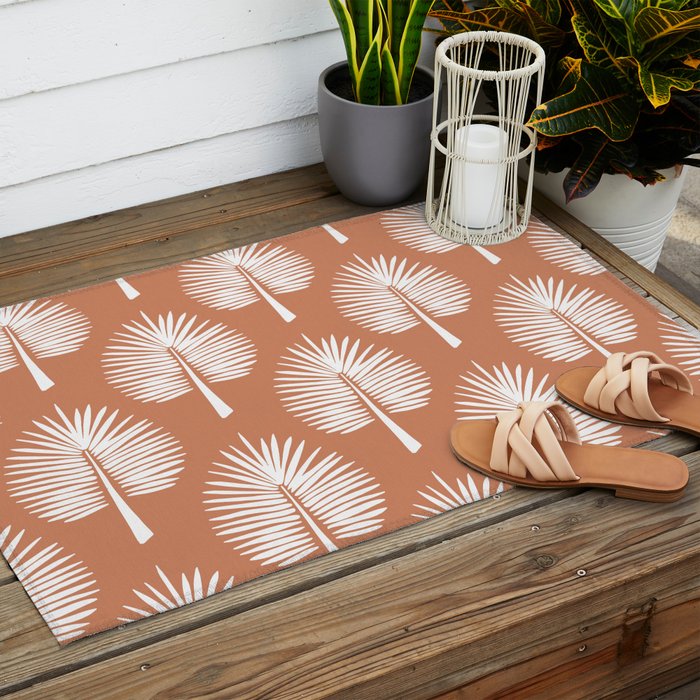 Wide Palm | Terra Cotta Outdoor Rug Gallery Image 2
