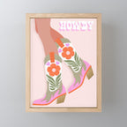 Cowgirl boots Howdy on soft pink Mini Art Print Gallery Image 1