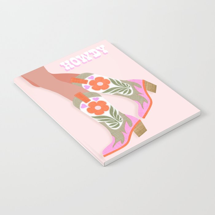 Cowgirl boots Howdy on soft pink Notebook Gallery Image 1