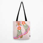 Cowgirl boots Howdy on soft pink Tote Bag Gallery Image 2