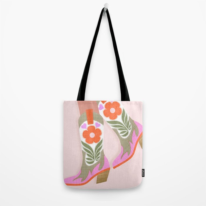 Cowgirl boots Howdy on soft pink Tote Bag Gallery Image 2