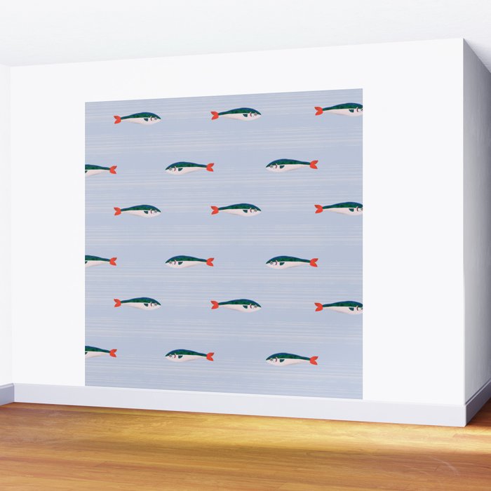 Sardines In The Sea Pattern Wall Mural Gallery Image 2