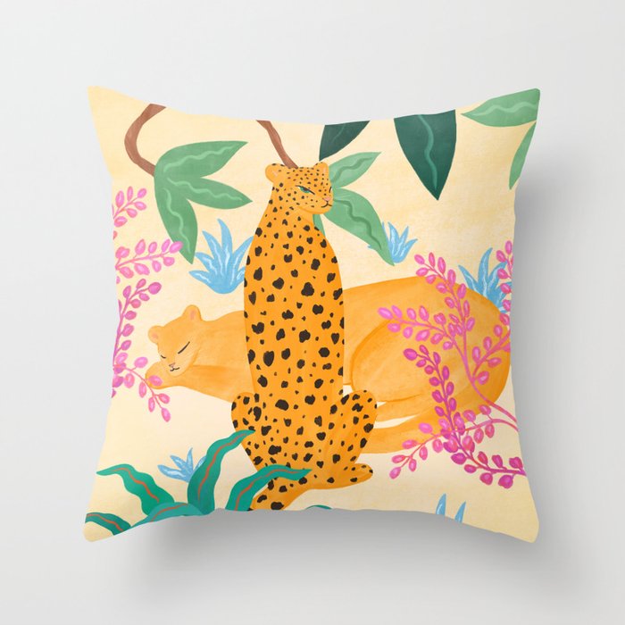 Panthers in Magical Garden Throw Pillow Gallery Image 6