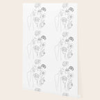 Minimal Line Art Woman with Flowers III Wallpaper Gallery Image 2