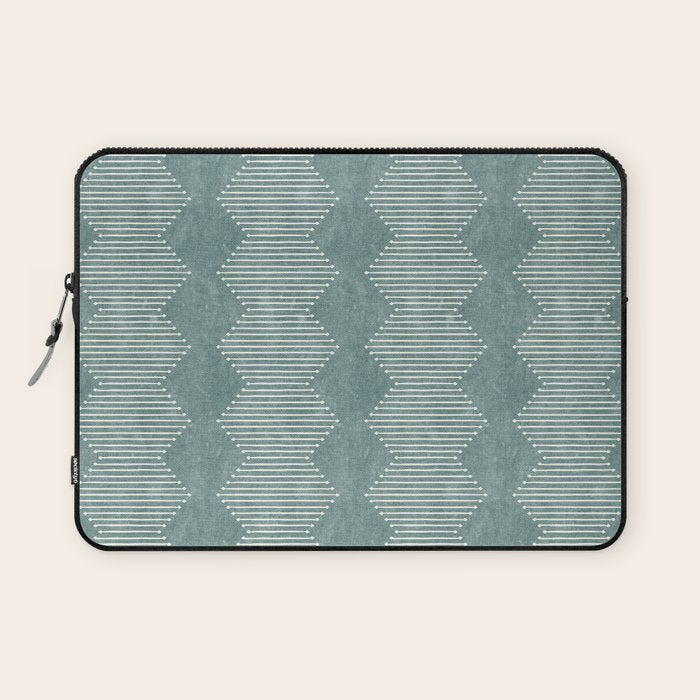 mudcloth diamonds - dusty blue Laptop Sleeve Gallery Image 1