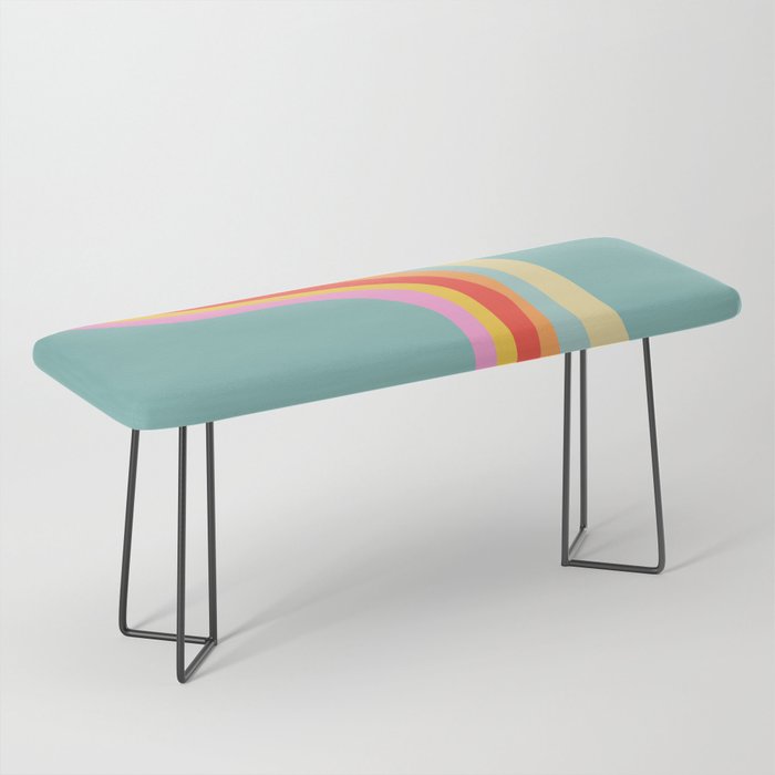 Groovy 70s Retro Rainbow Flow on Blue Bench Gallery Image 1