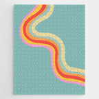 Groovy 70s Retro Rainbow Flow on Blue Jigsaw Puzzle Gallery Image 1